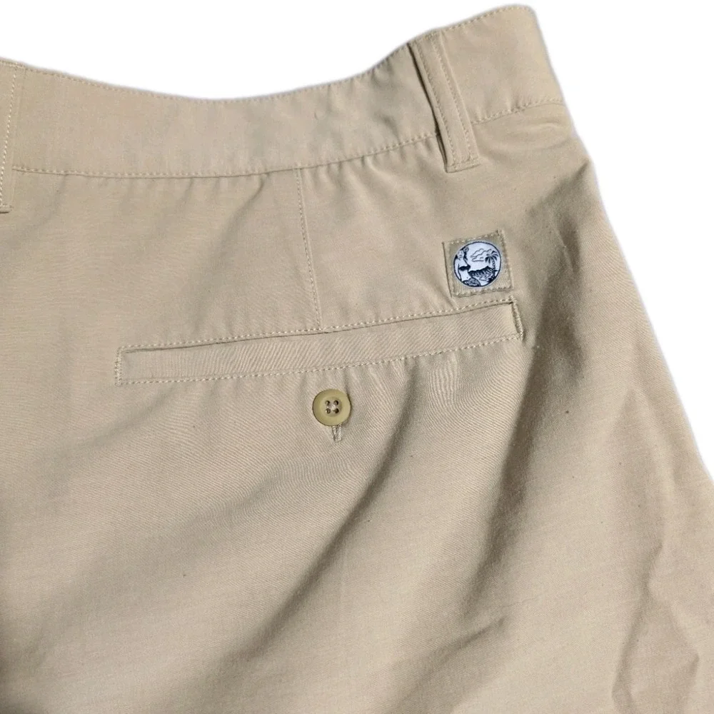 Reyn Spooner Golf Shorts Mens 36 Beige Stretch Performance Flat Front 8.5 Inseam